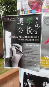 Both English and Chinese flyers for the referendum were posted around HKU